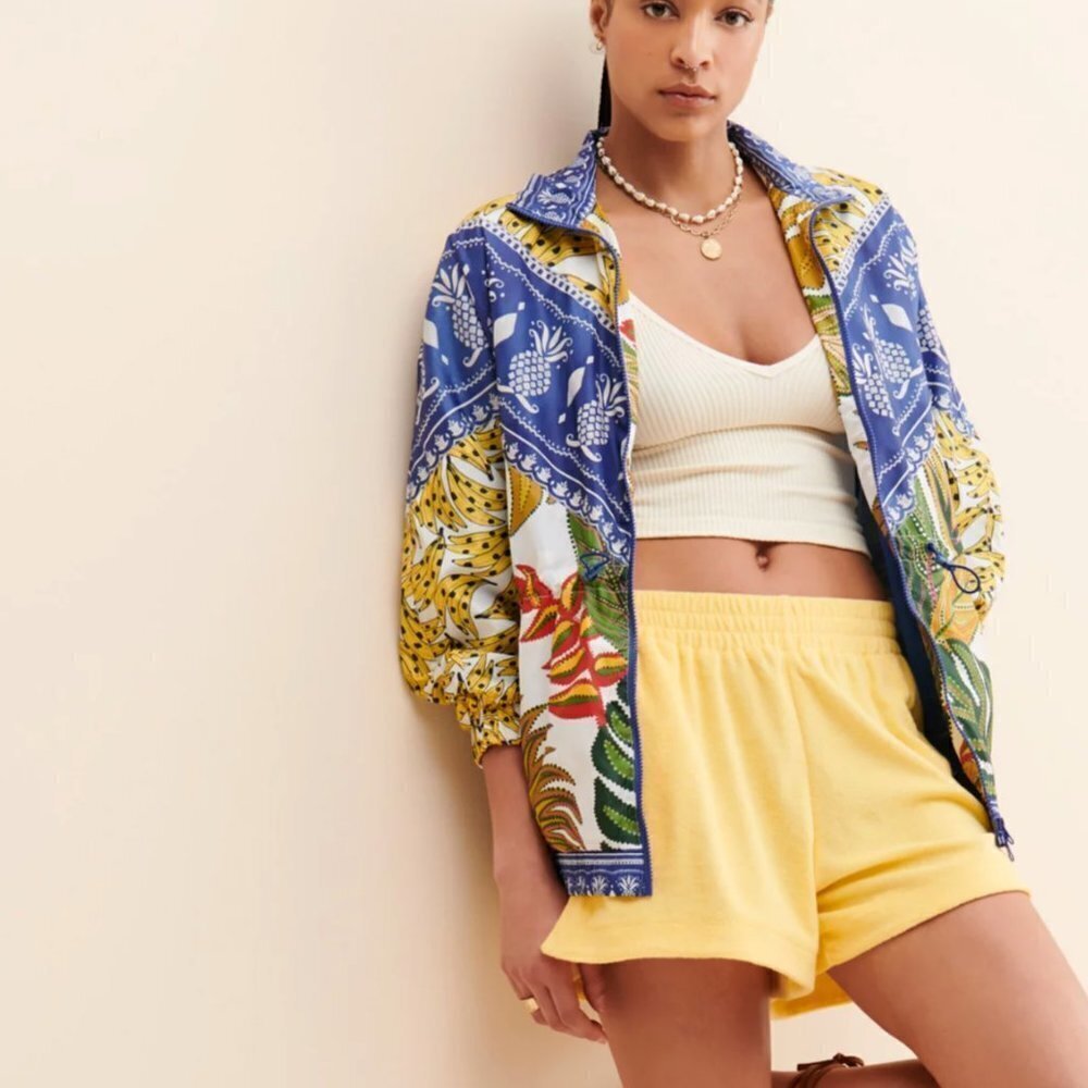 Anthropologie FARM Rio Mixed Print Windbreaker